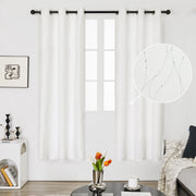 Deconovo Silver Wave Line and Dots Print Blackout Curtains, 2 Panels - Pure White, 42 x 63