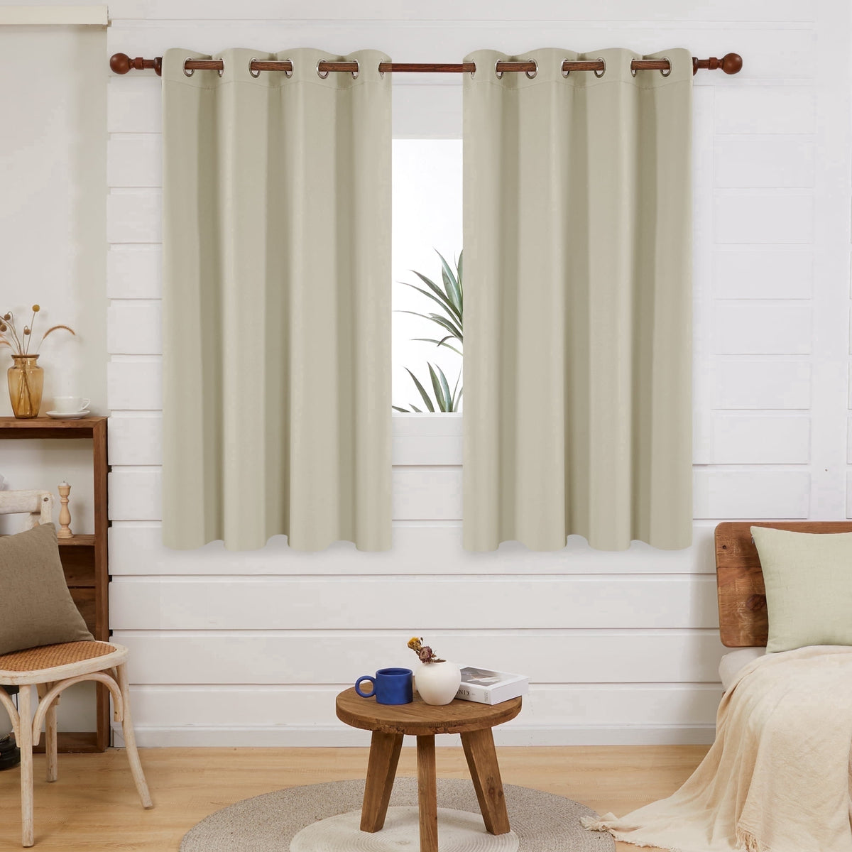 ZOPZO Curtains & Valances, Dark Beige