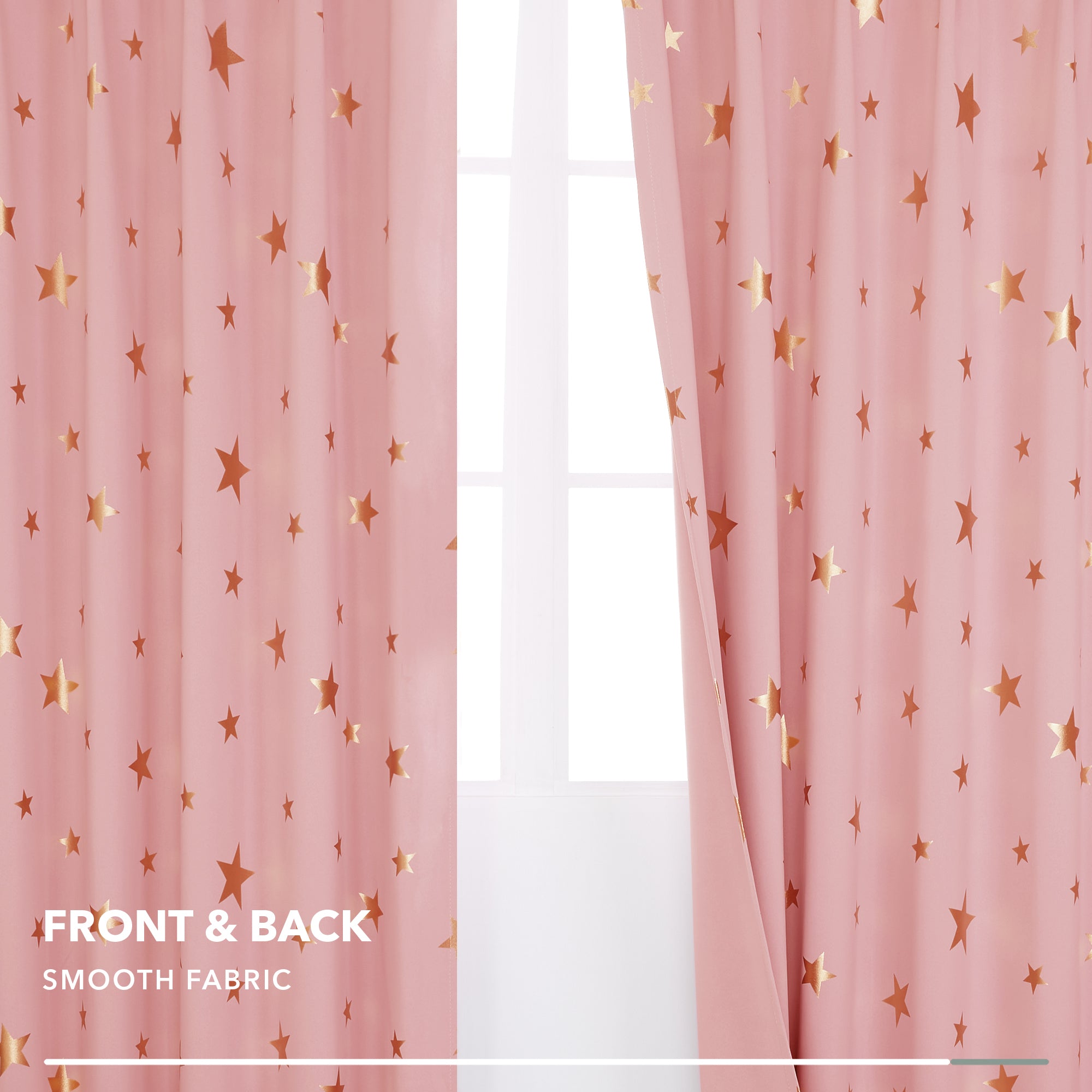 Deconovo Gold Star Foil Kids Room Darkening Curtains (2 Panels)