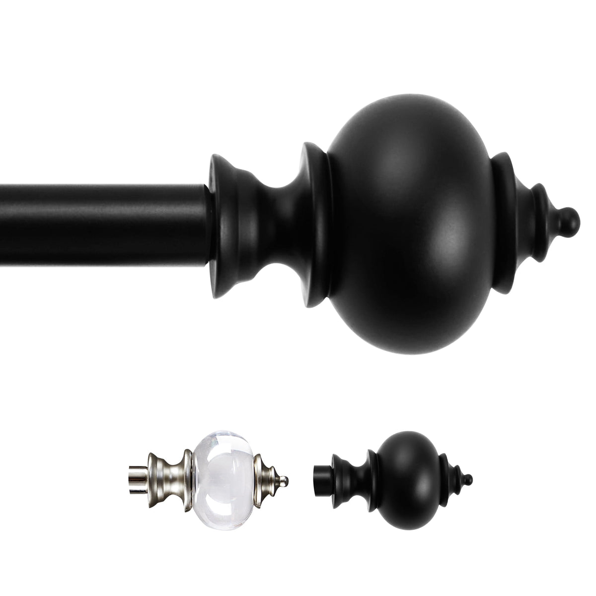 ZOPZO Curtain Rods & Rod Sets, Black/Crystal