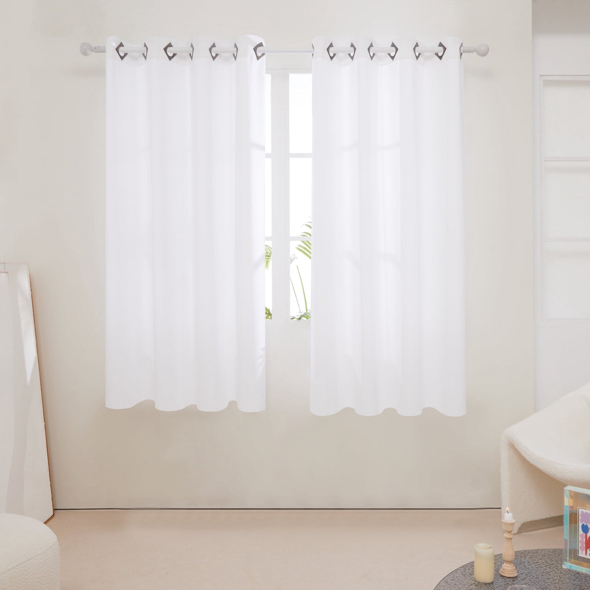 Deconovo Solid Grommet Blackout Curtains, 2 Panels - Pure White, 52 x 63