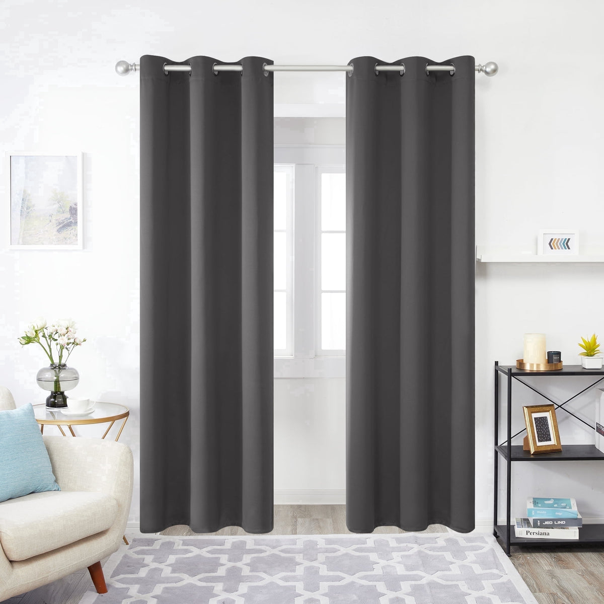 ZOPZO Curtains & Valances, Dark Gray