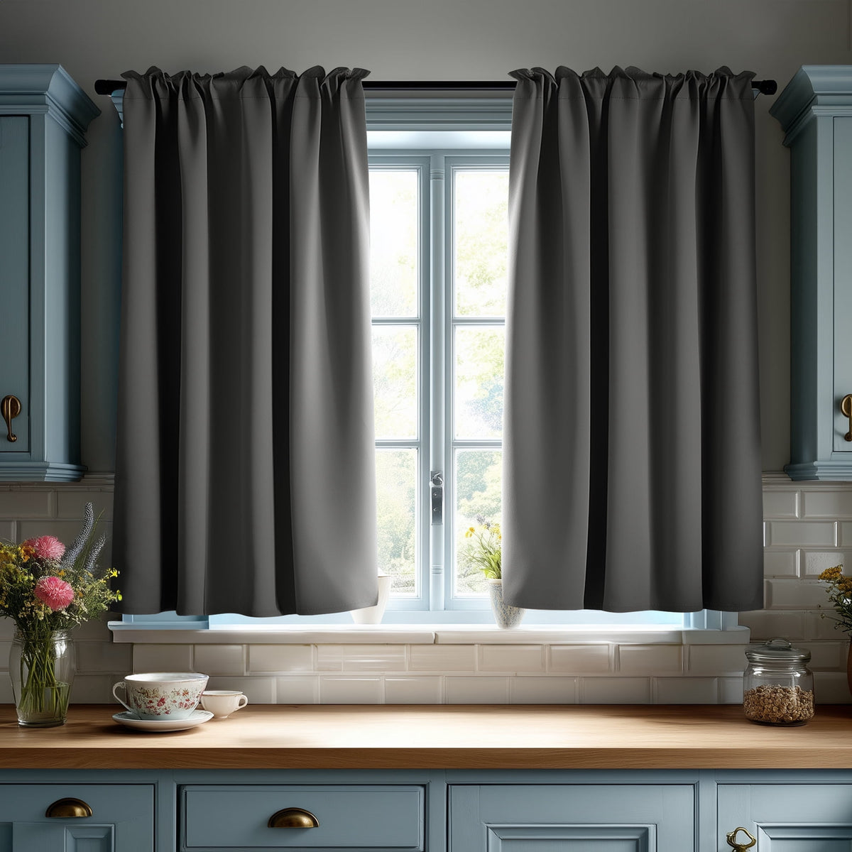 ZOPZO Curtains & Valances, Dark Gray