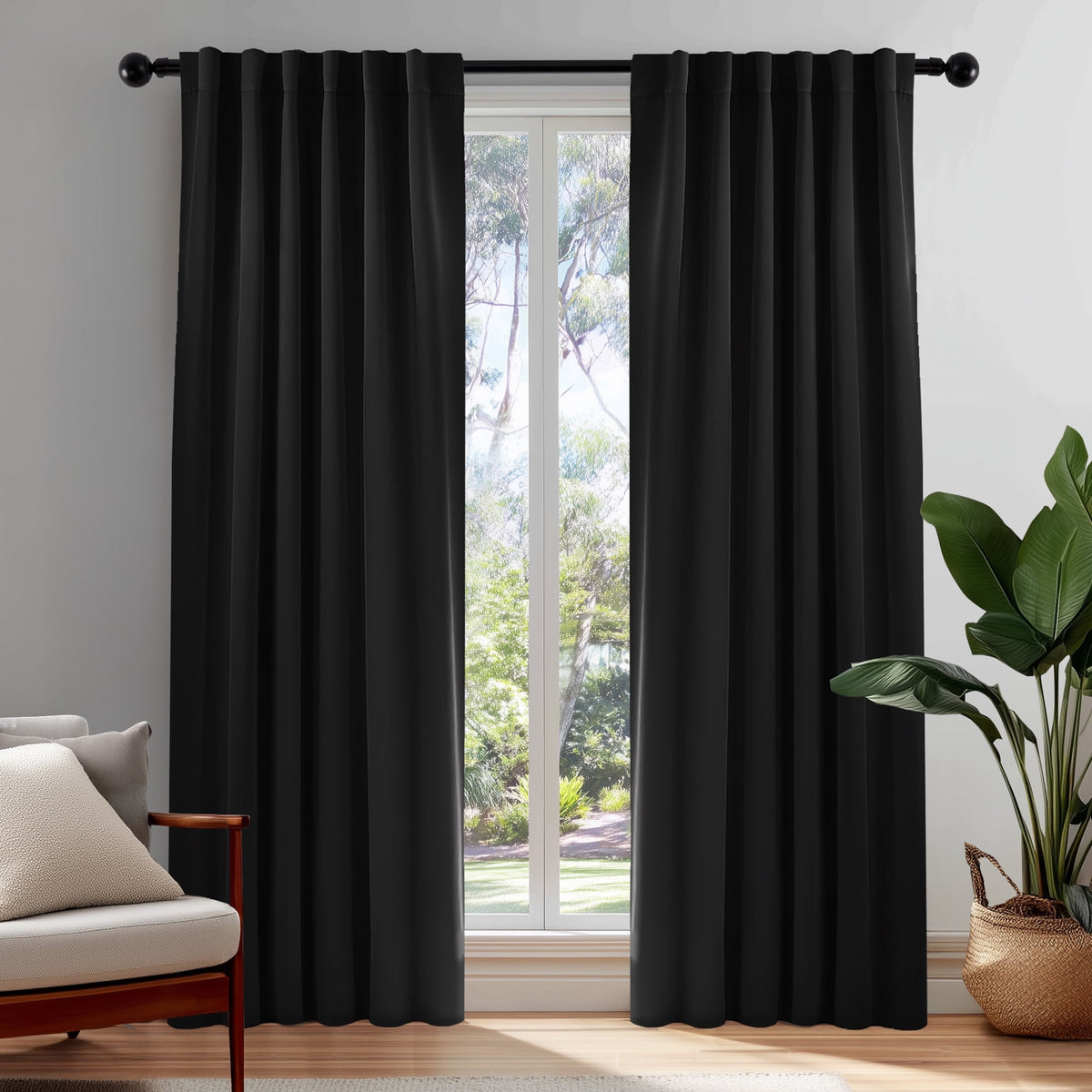 ZOPZO Curtains & Valances, Black