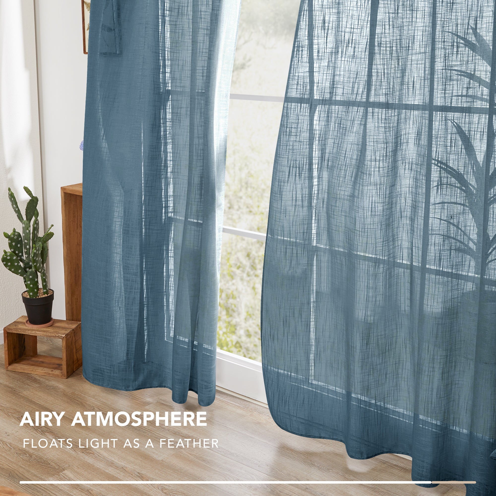 Deconovo Faux Linen Sheer Curtain Panels (2-Pack) – Light Filtering, Grommet Top