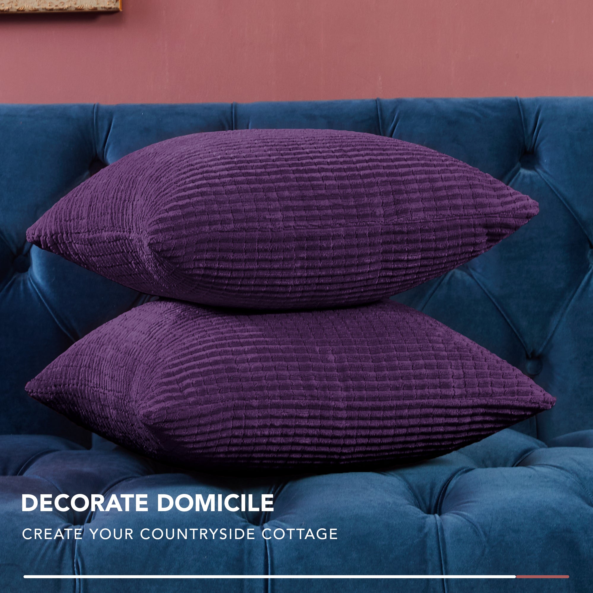 Deconovo Corduroy Decorative Throw Pillow Covers, 2-Pack, OEKO-TEX, Zippered