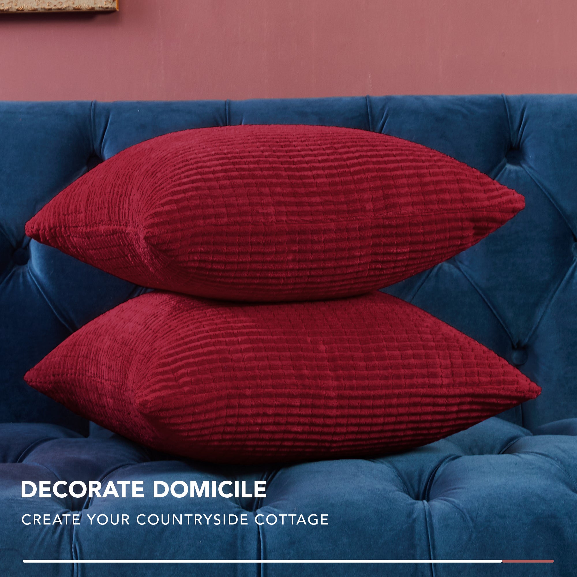 Deconovo Corduroy Decorative Throw Pillow Covers, 2-Pack, OEKO-TEX, Zippered