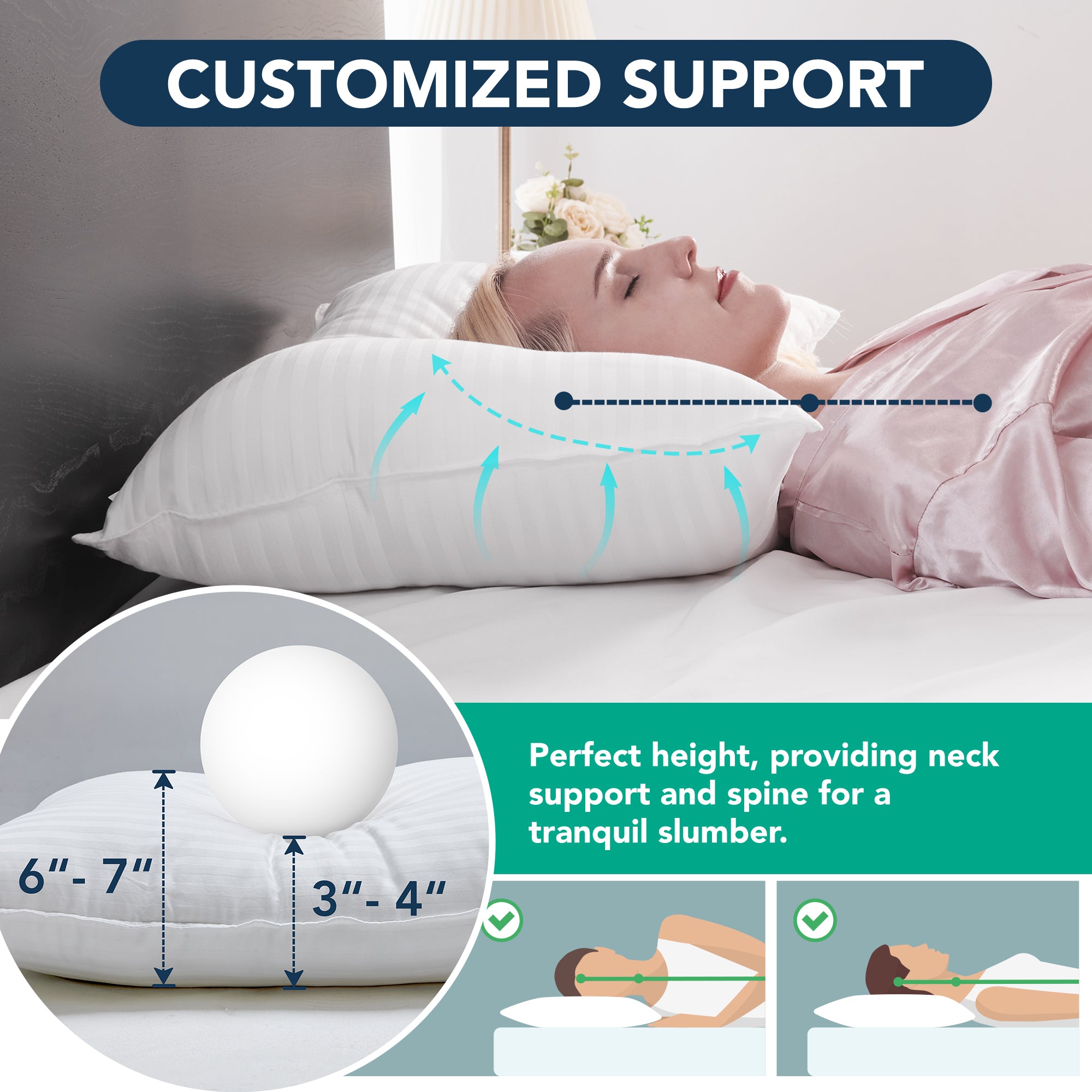 Deconovo 2-Pack Down Alternative Bed Pillows, OEKO-TEX, Queen/King