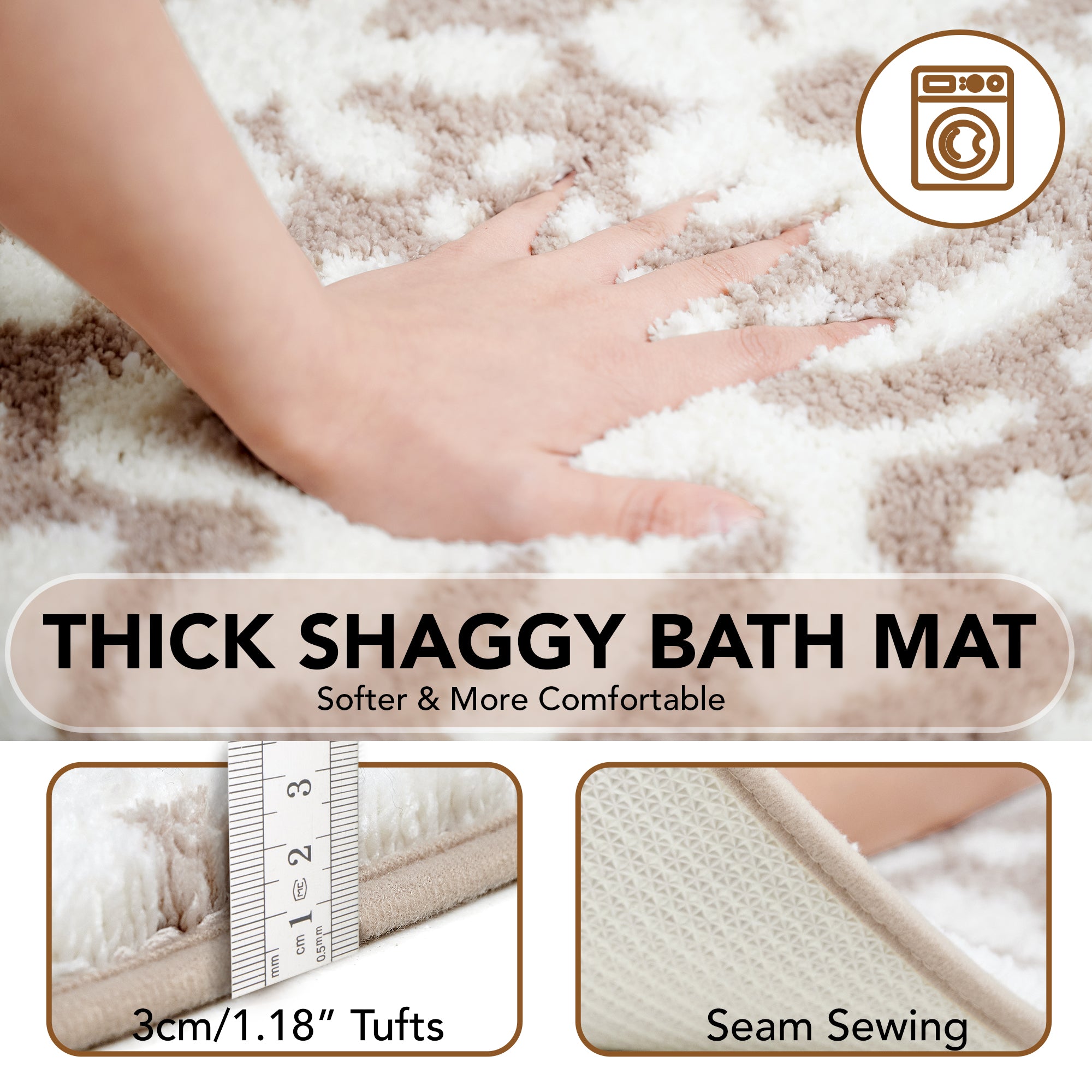 Deconovo Non-Slip Flower Pattern Tufted Bathroom Mat, Machine Washable