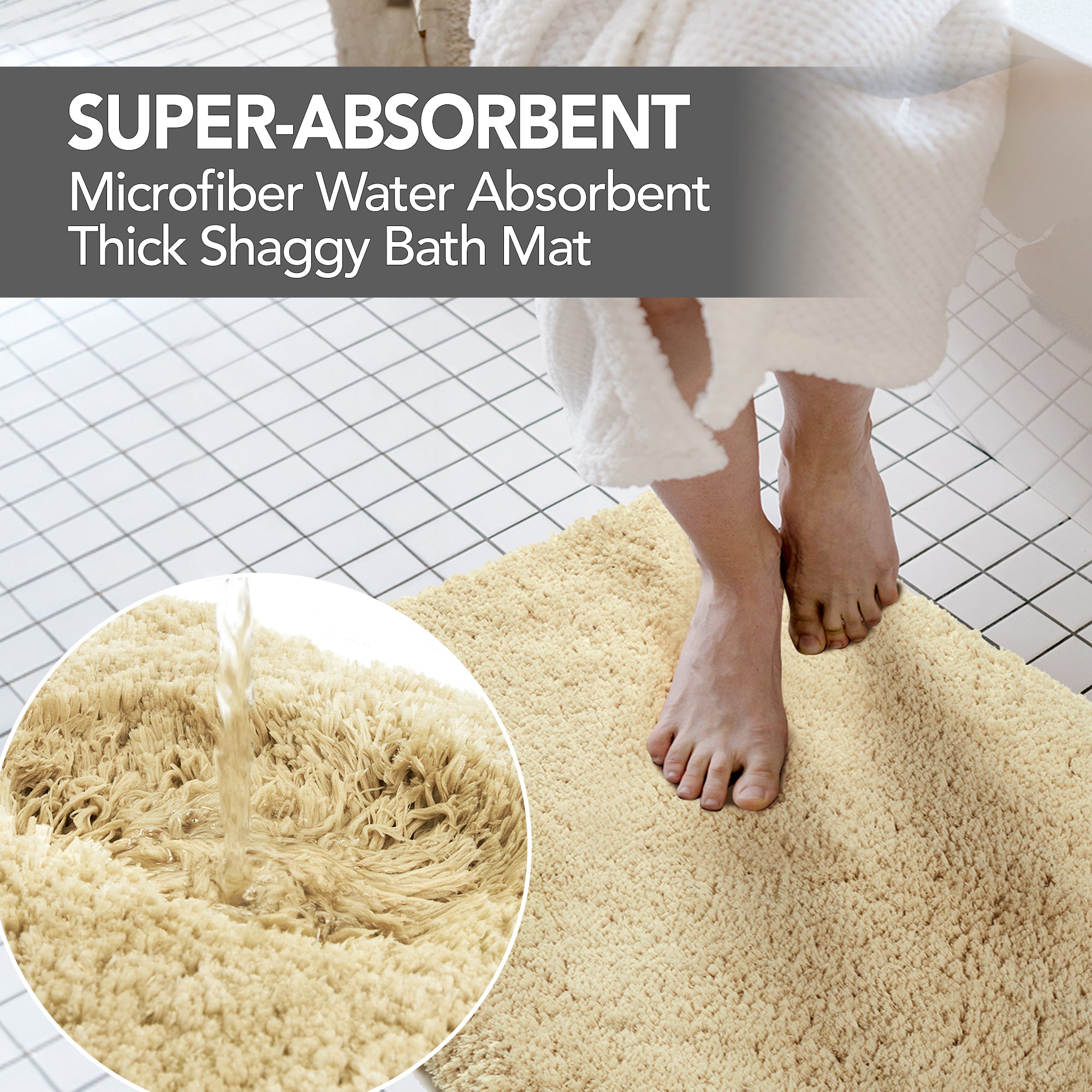 Deconovo Plush Non-Slip Bath Mat – Super Absorbent Rug (1 PC)