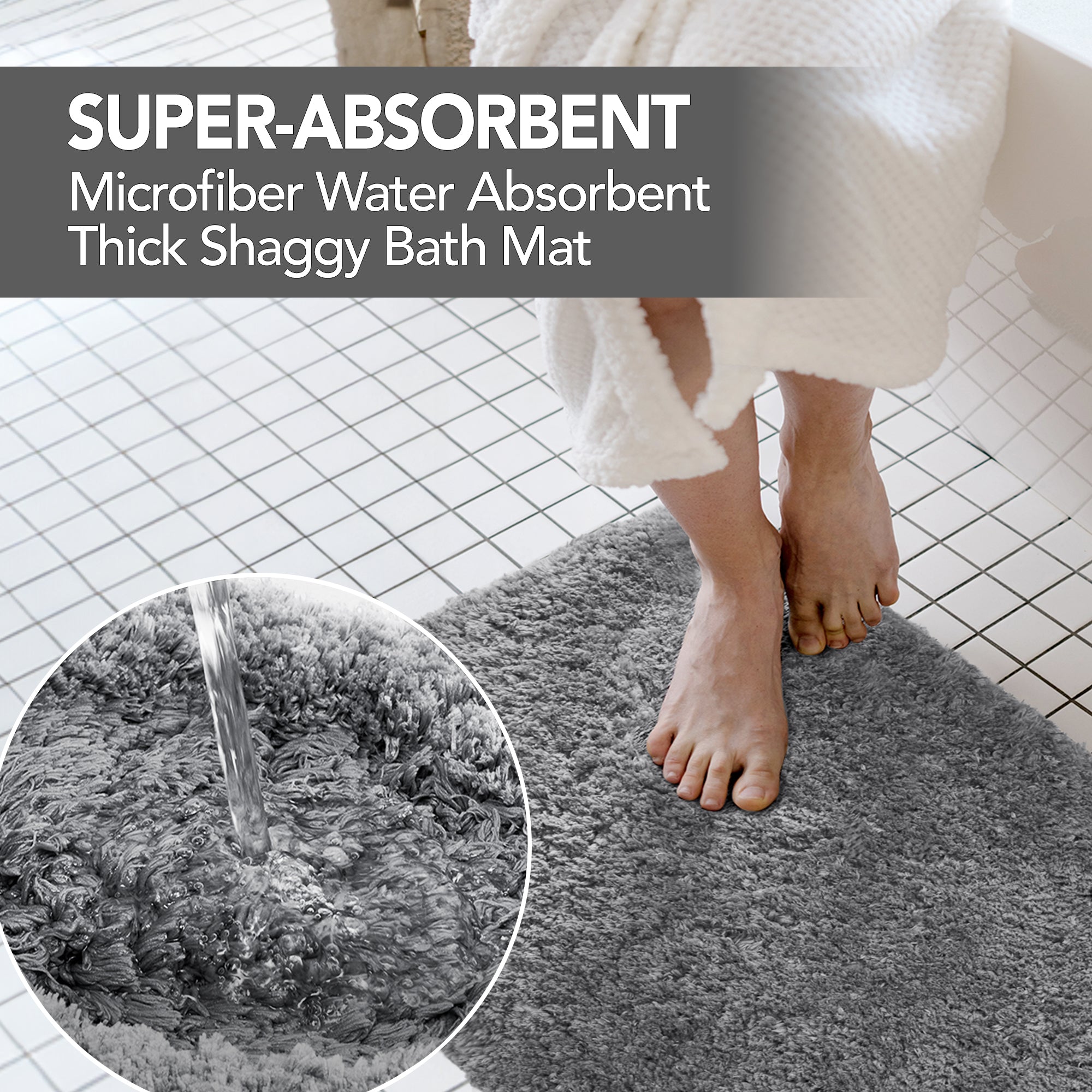 Deconovo Plush Non-Slip Bath Mat – Super Absorbent Rug (1 PC)