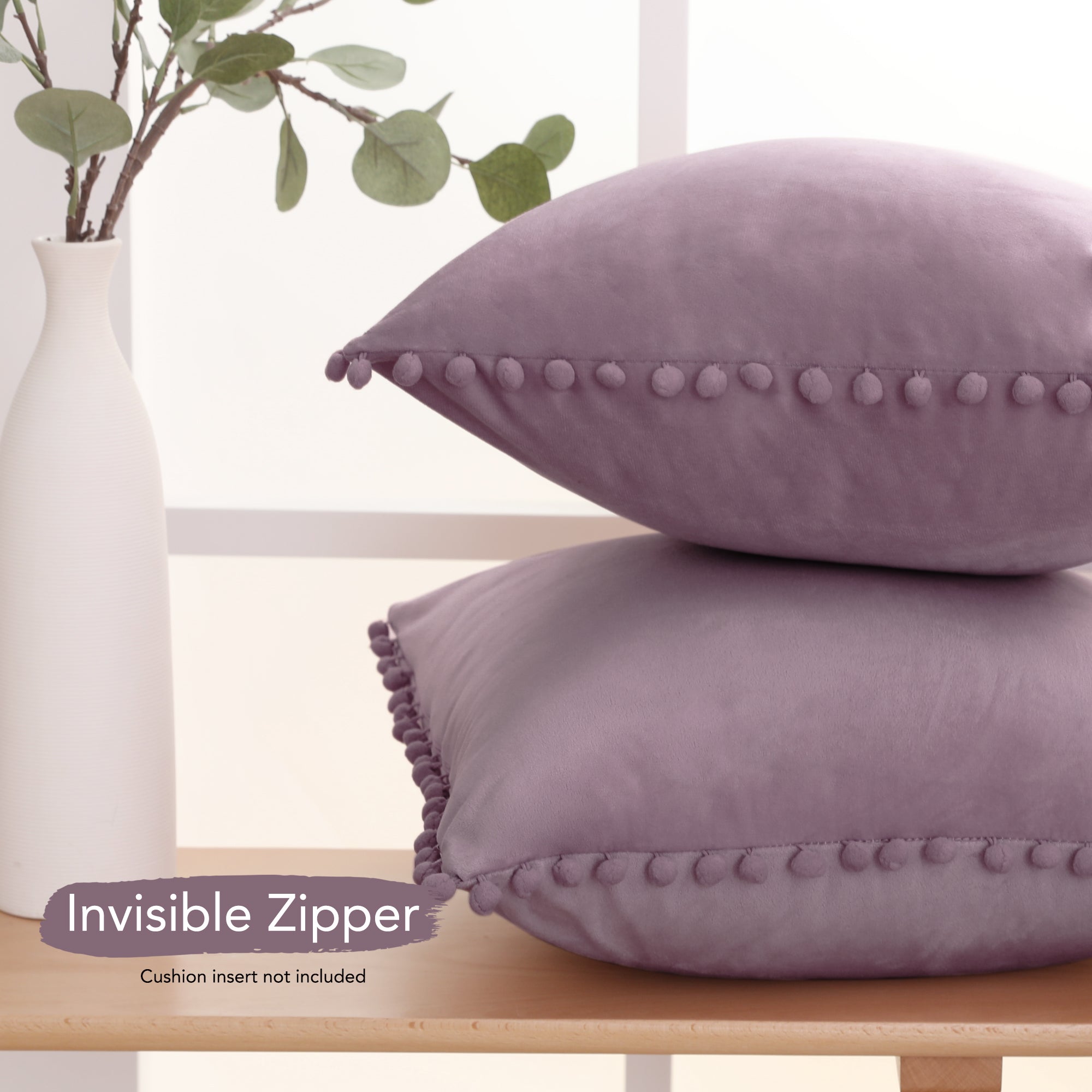 Deconovo Velvet Pom-Pom Pillow Covers 2-Pack – Multiple Sizes (Cover Only)