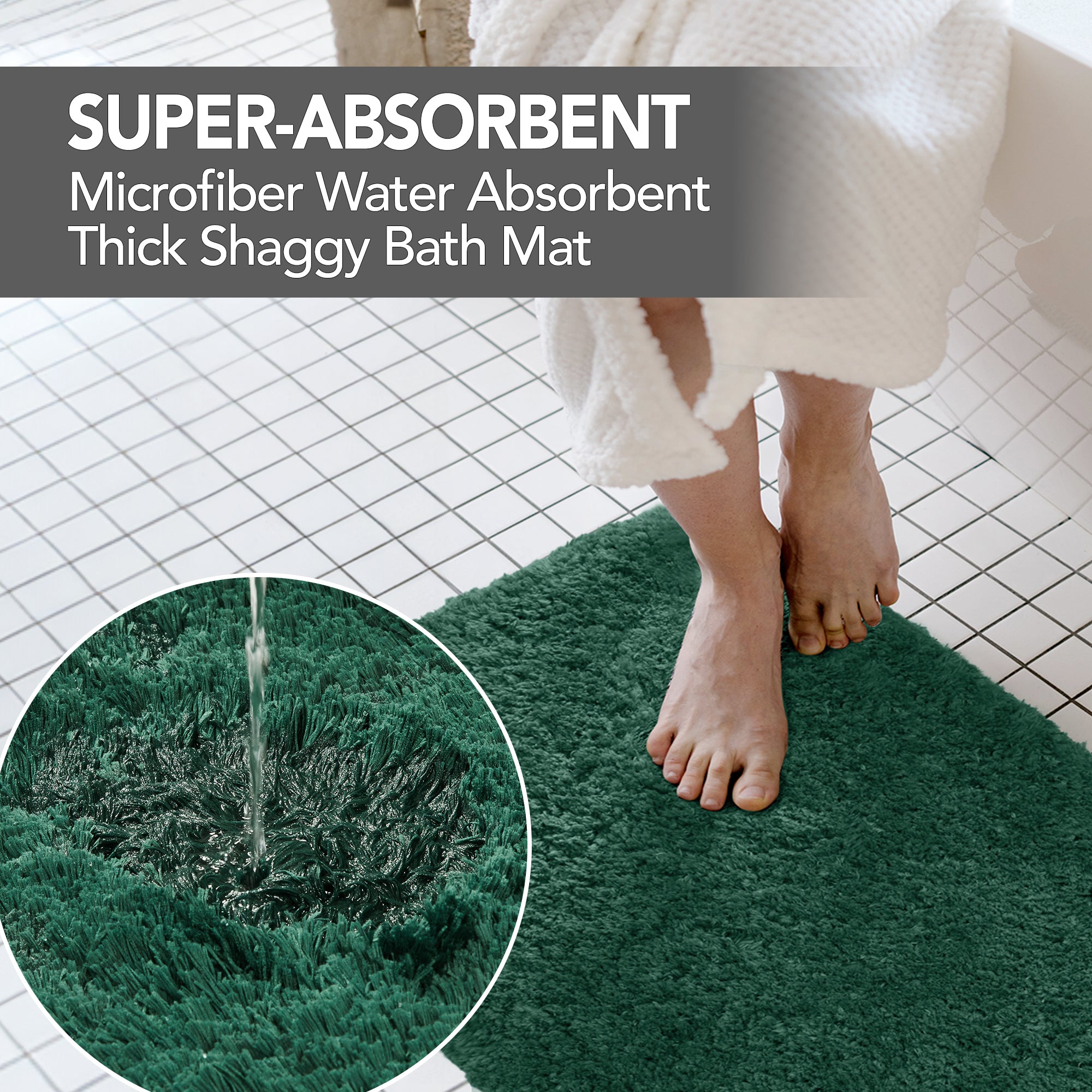 Deconovo Plush Non-Slip Bath Mat – Super Absorbent Rug (1 PC)