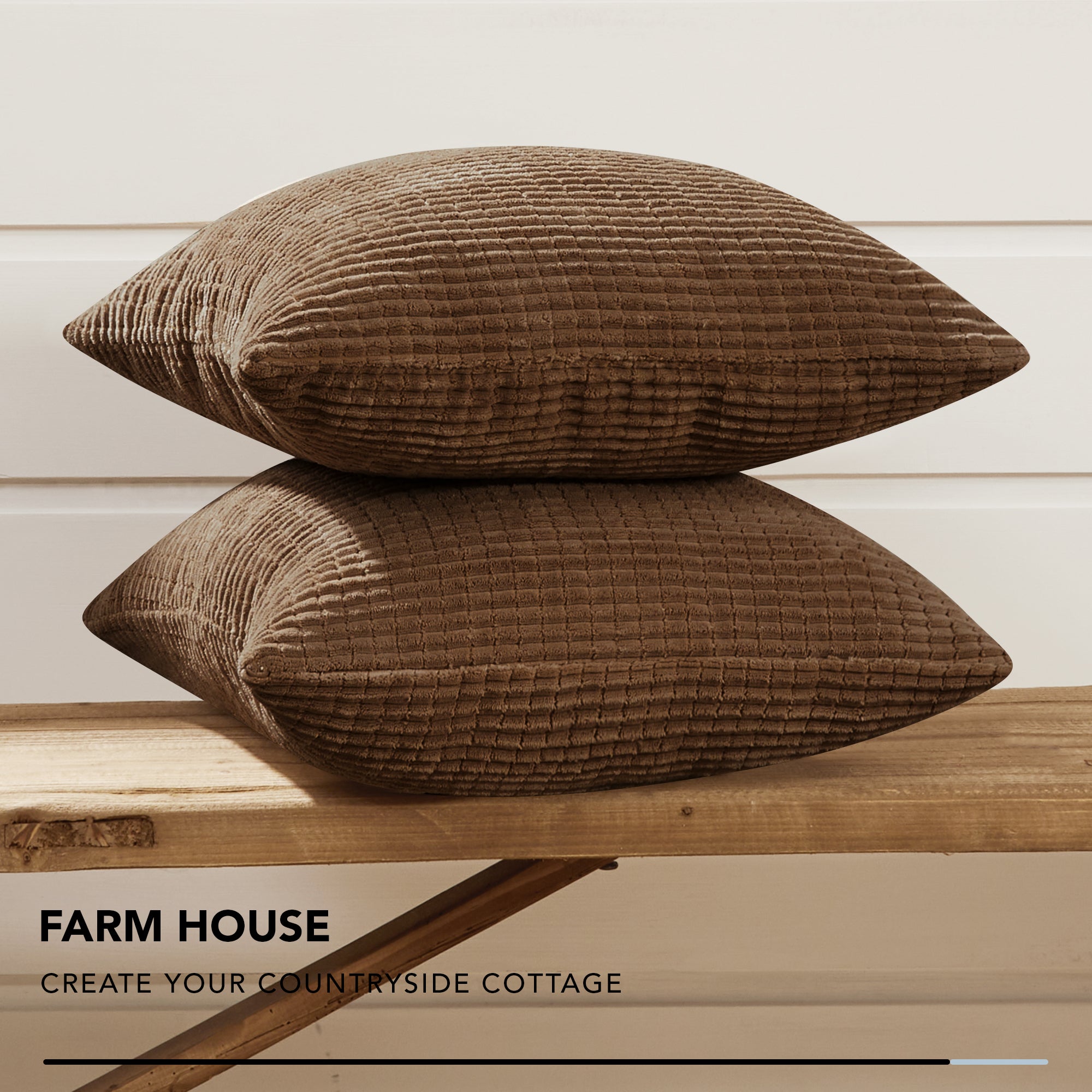 Deconovo Corduroy Decorative Throw Pillow Covers, 2-Pack, OEKO-TEX, Zippered