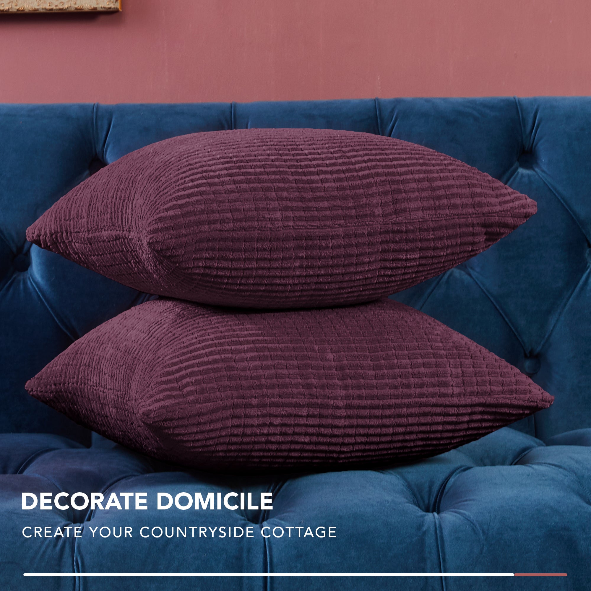 Deconovo Corduroy Decorative Throw Pillow Covers, 2-Pack, OEKO-TEX, Zippered