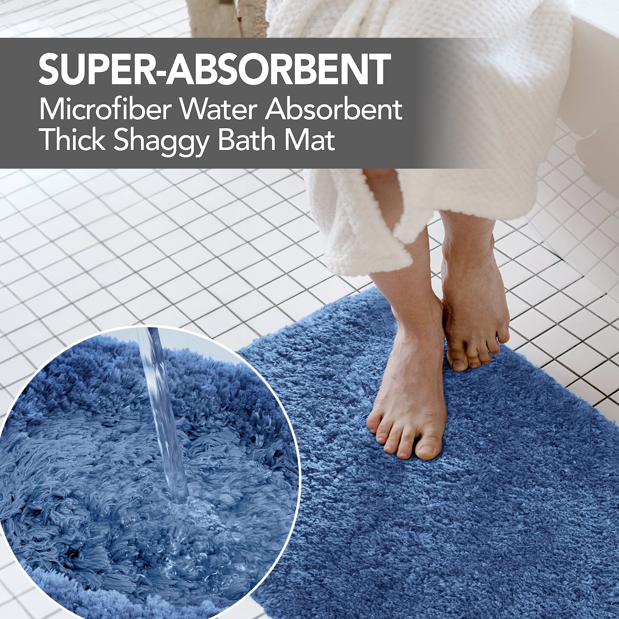 Deconovo Plush Non-Slip Bath Mat – Super Absorbent Rug (1 PC)