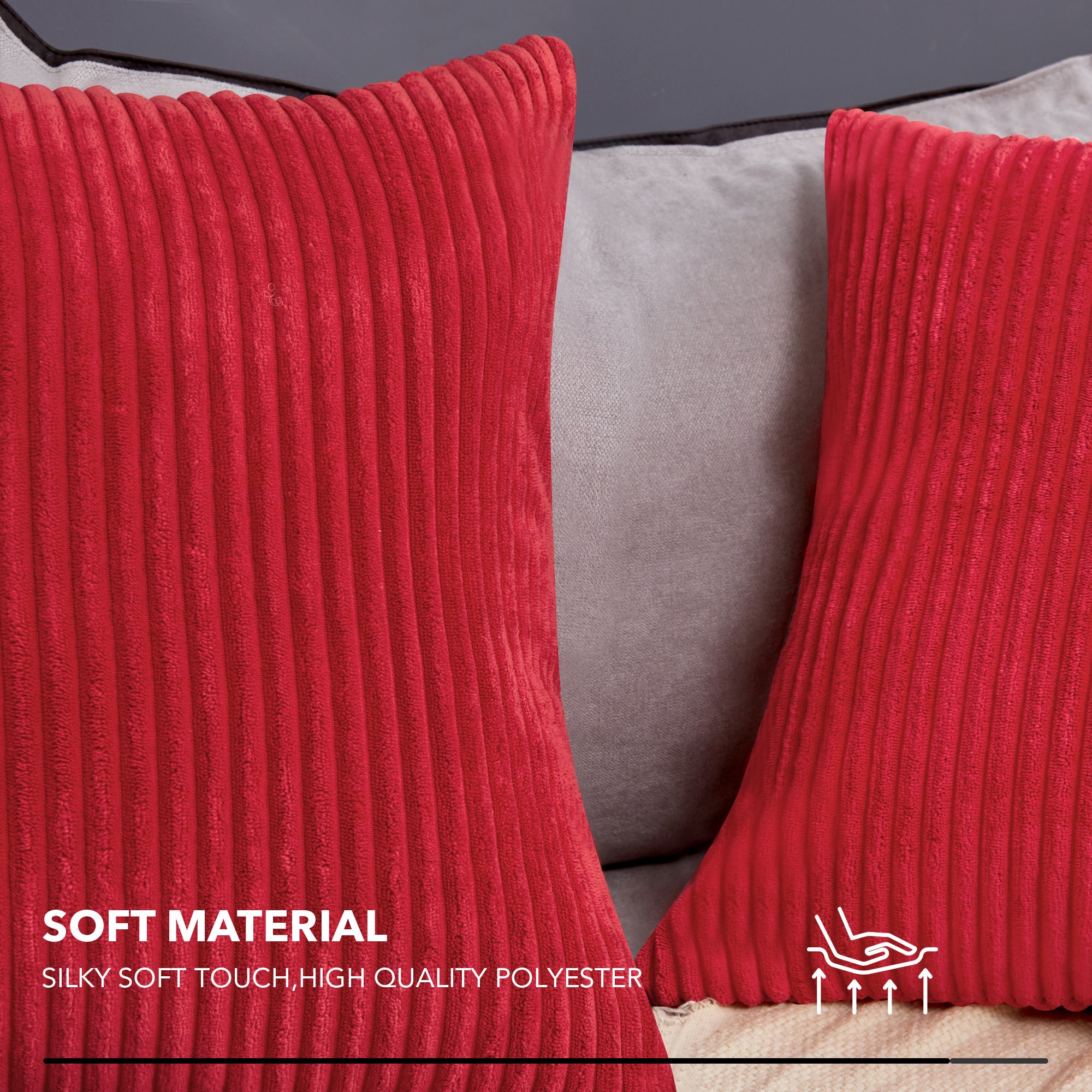 Deconovo Corduroy Throw Pillow Covers 2-Pack – Soft & Durable