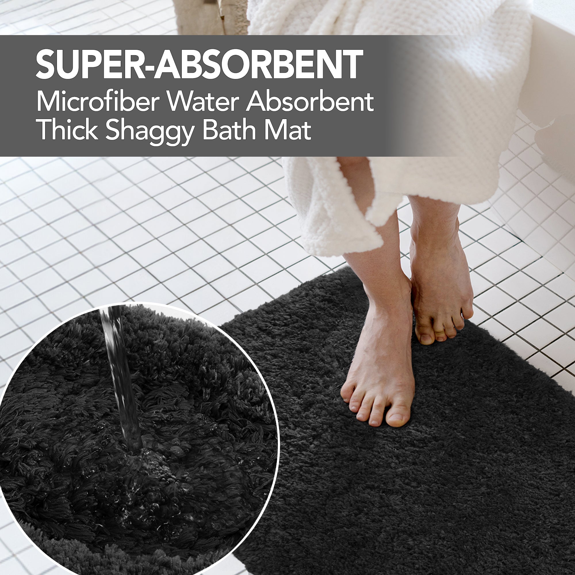 Deconovo Plush Non-Slip Bath Mat – Super Absorbent Rug (1 PC)