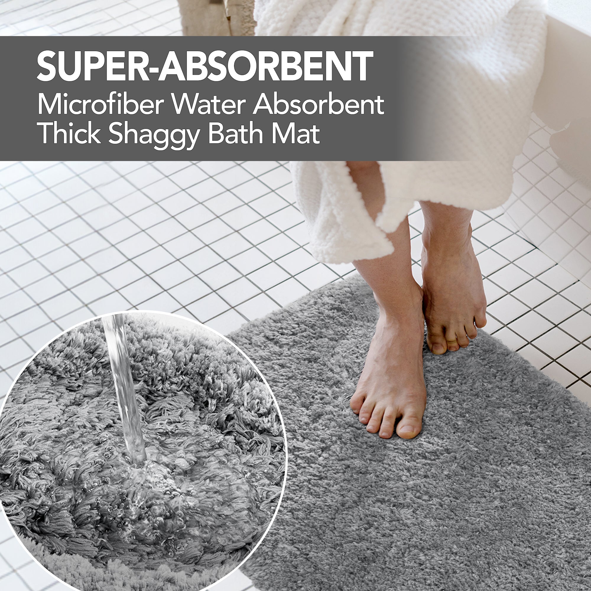 Deconovo Plush Non-Slip Bath Mat – Super Absorbent Rug (1 PC)