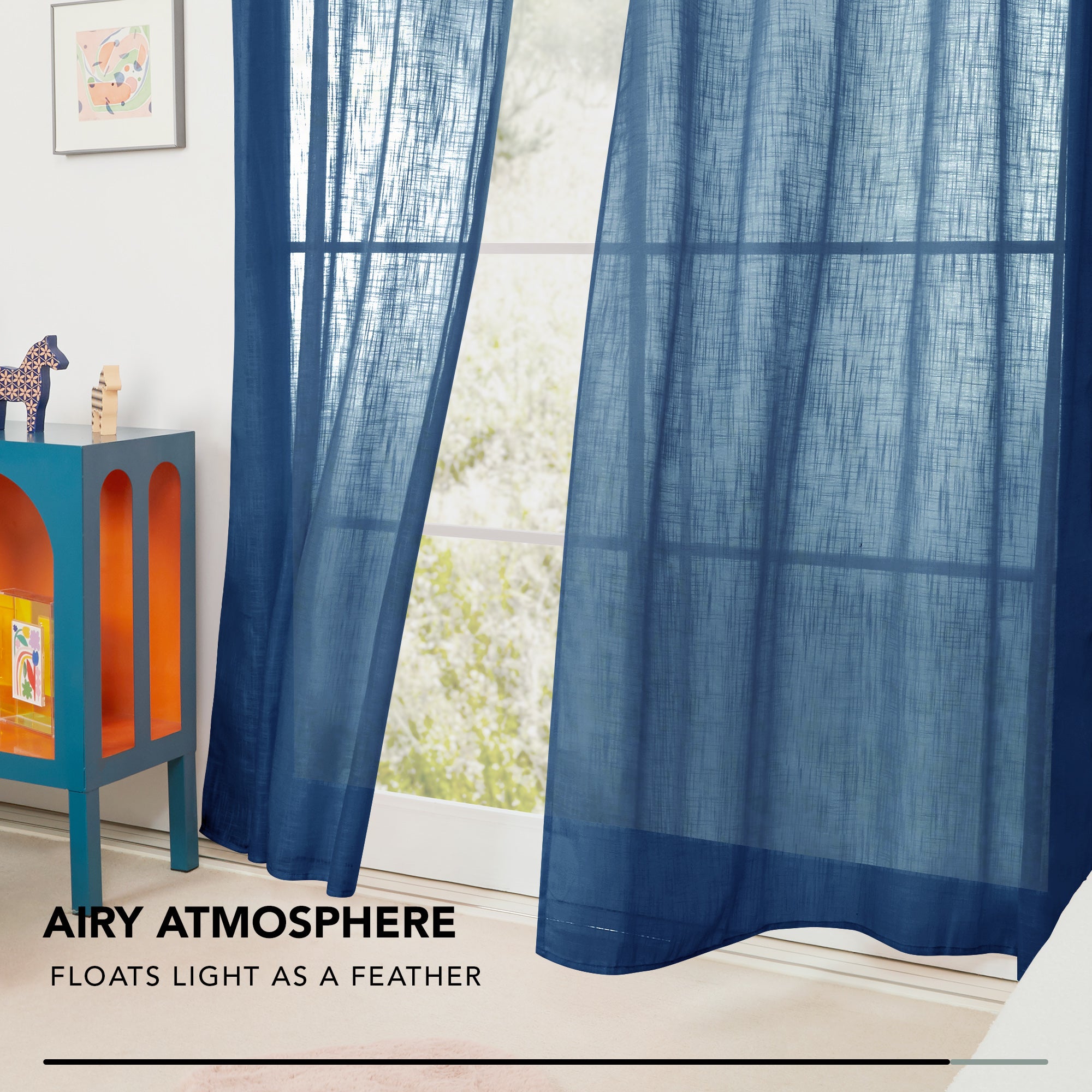 Deconovo Faux Linen Sheer Curtain Panels (2-Pack) – Light Filtering, Grommet Top