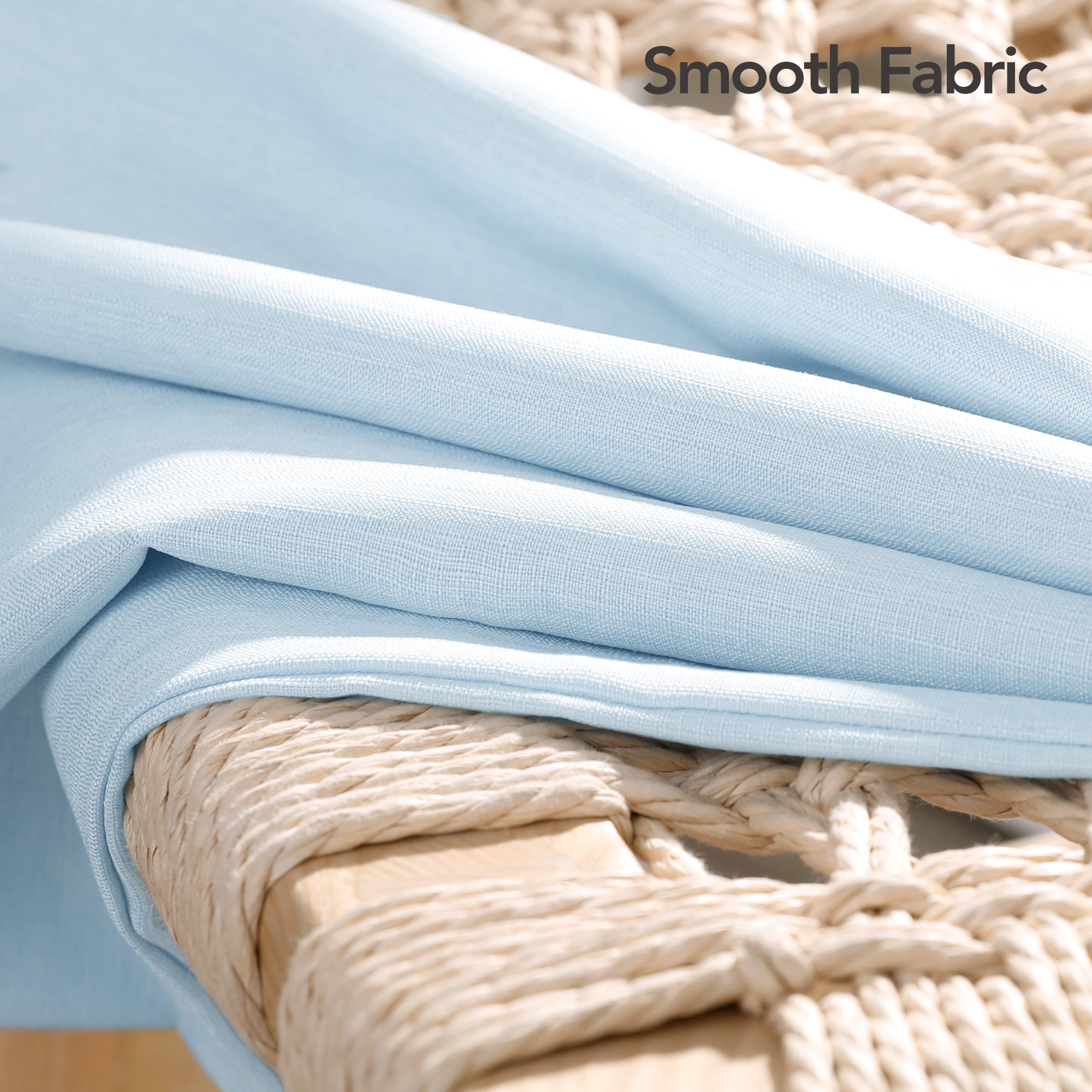 Deconovo Faux Linen Cushion Covers, Set of 2, Light Blue ¨C Eco-Friendly, Machine Washable, Decorative Pillow Covers for Sofa