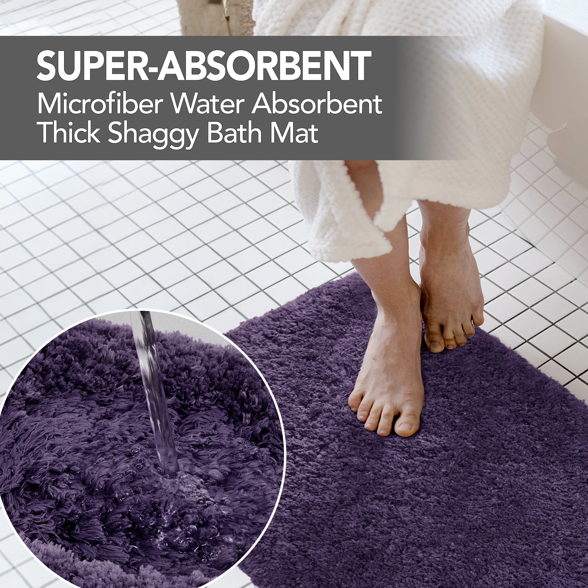 Deconovo Plush Non-Slip Bath Mat – Super Absorbent Rug (1 PC)