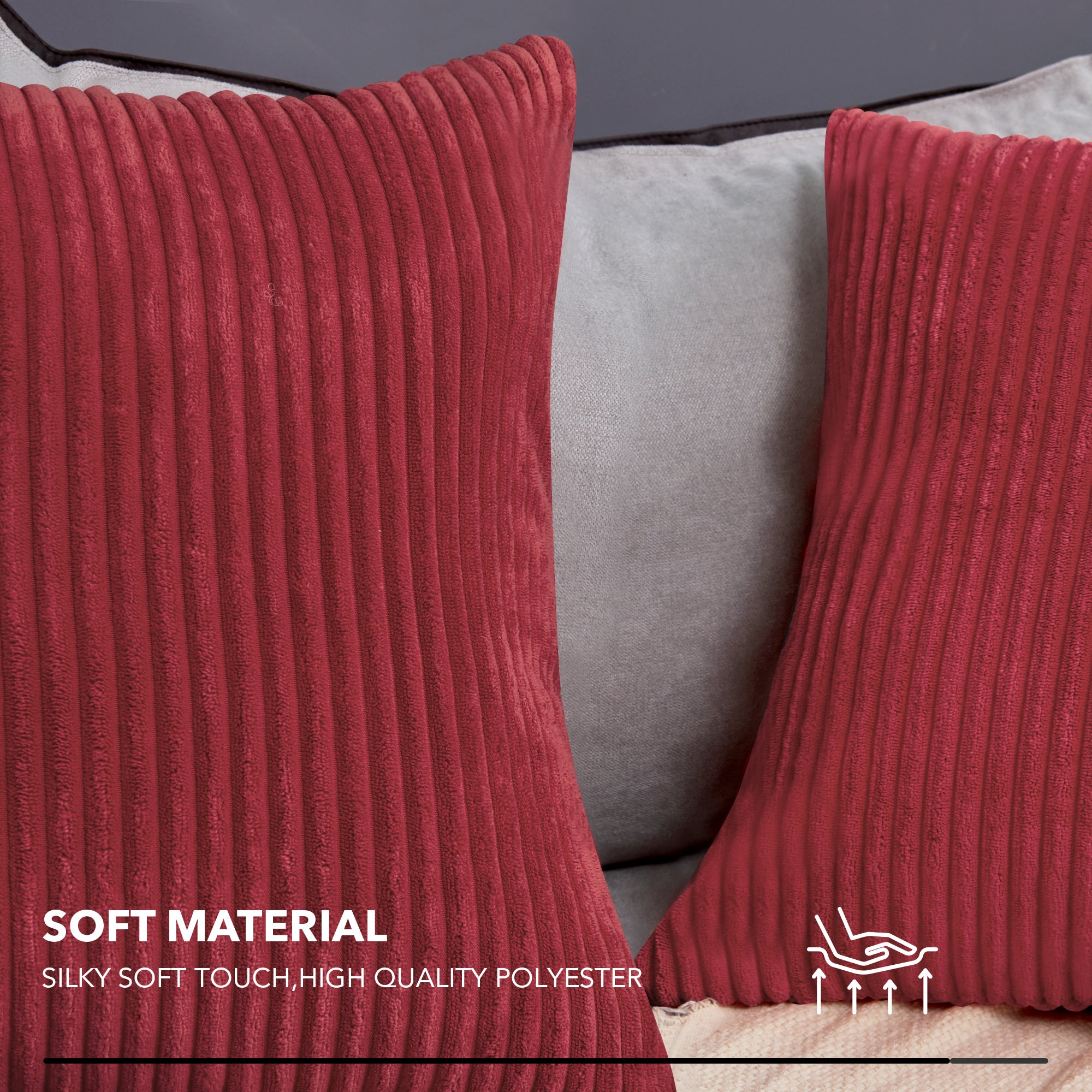 Deconovo Corduroy Throw Pillow Covers 2-Pack – Soft & Durable