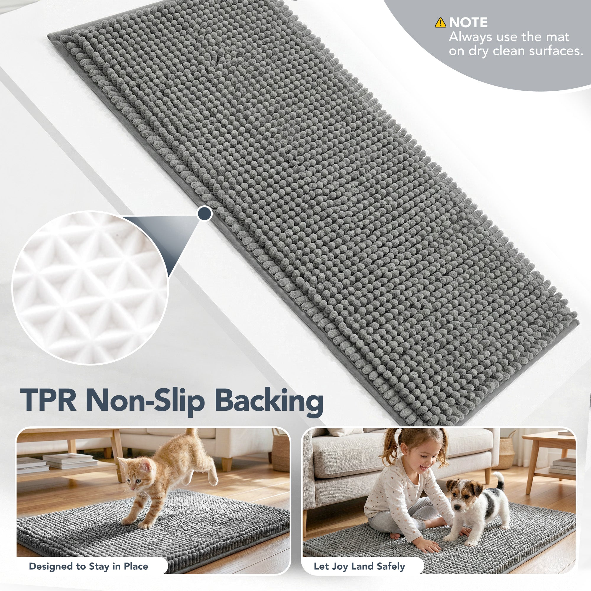 Deconovo Waterproof Dog Door Mat, Absorbent Non-Slip Washable Rug for Muddy Paws