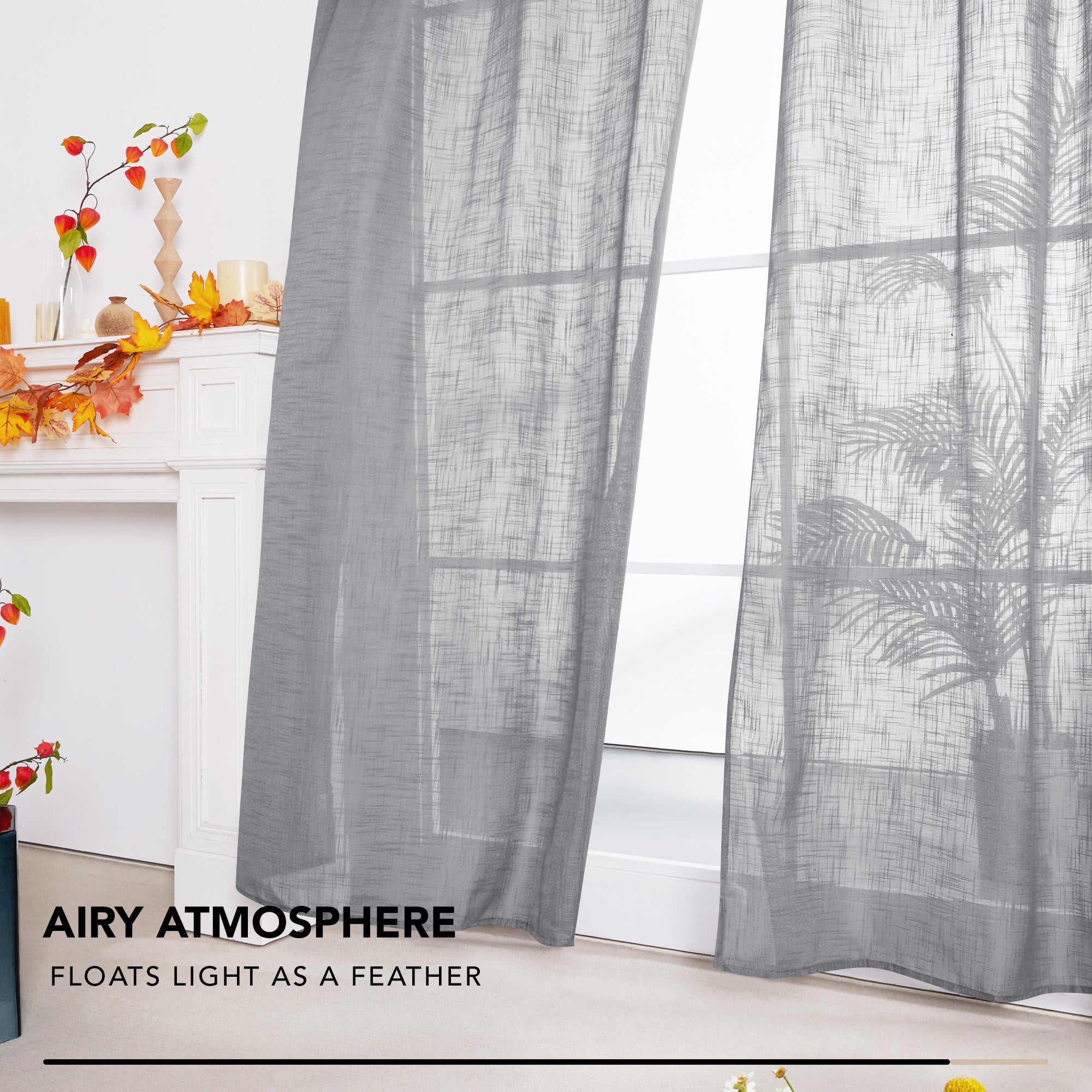Deconovo Faux Linen Sheer Curtain Panels (2-Pack) – Light Filtering, Grommet Top
