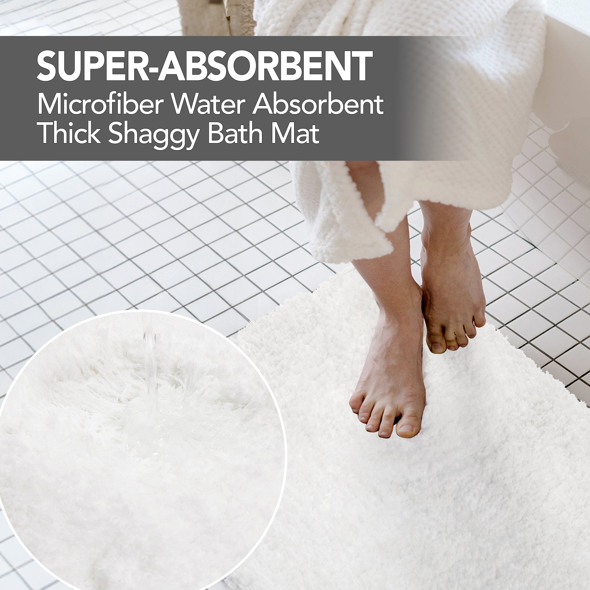 Deconovo Plush Non-Slip Bath Mat – Super Absorbent Rug (1 PC)