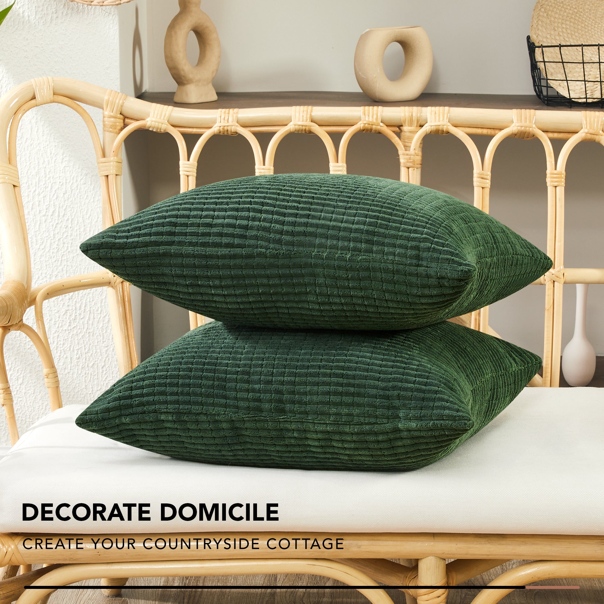 Deconovo Corduroy Decorative Throw Pillow Covers, 2-Pack, OEKO-TEX, Zippered
