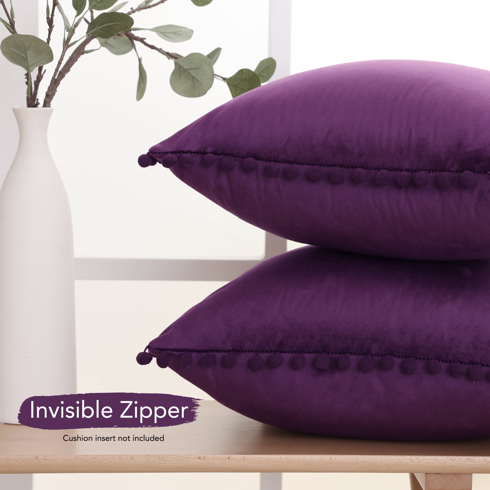 Deconovo Velvet Pom-Pom Pillow Covers 2-Pack – Multiple Sizes (Cover Only)
