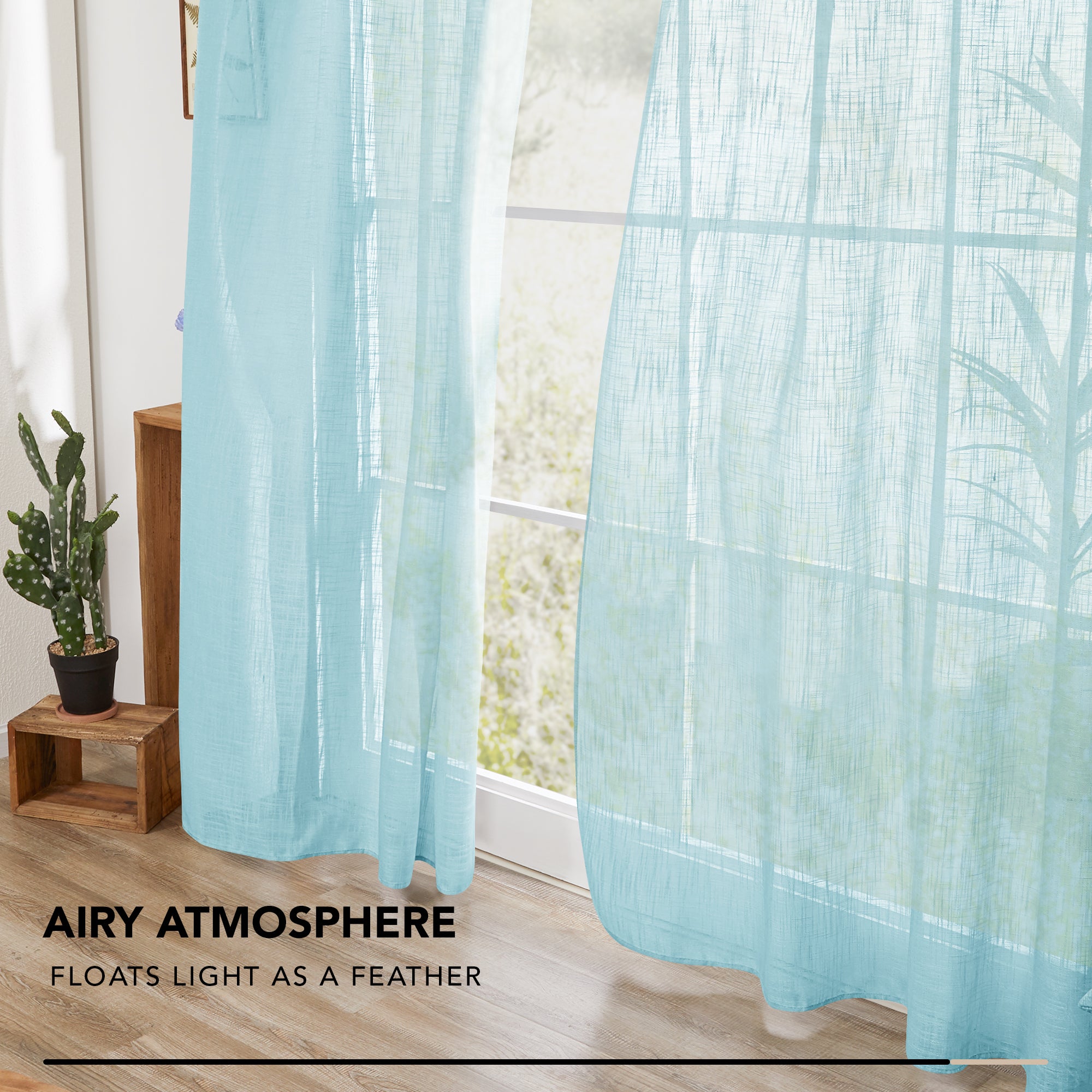 Deconovo Faux Linen Sheer Curtain Panels (2-Pack) – Light Filtering, Grommet Top