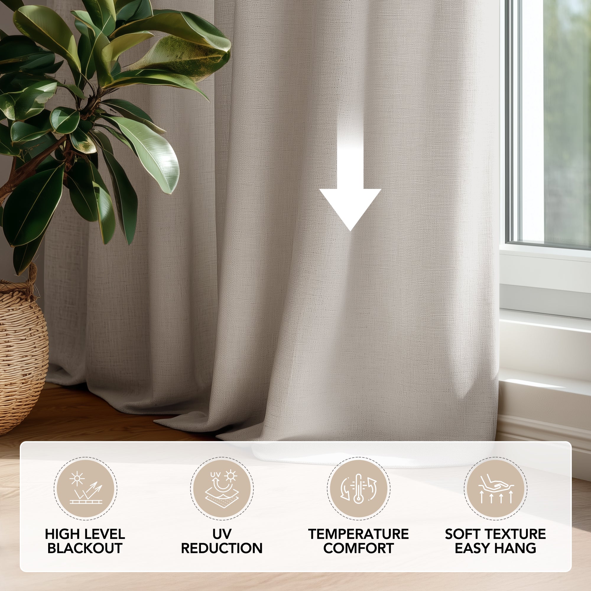 Deconovo Soft Faux Linen Layered Room Darkening Curtain Panels - 2 Panels