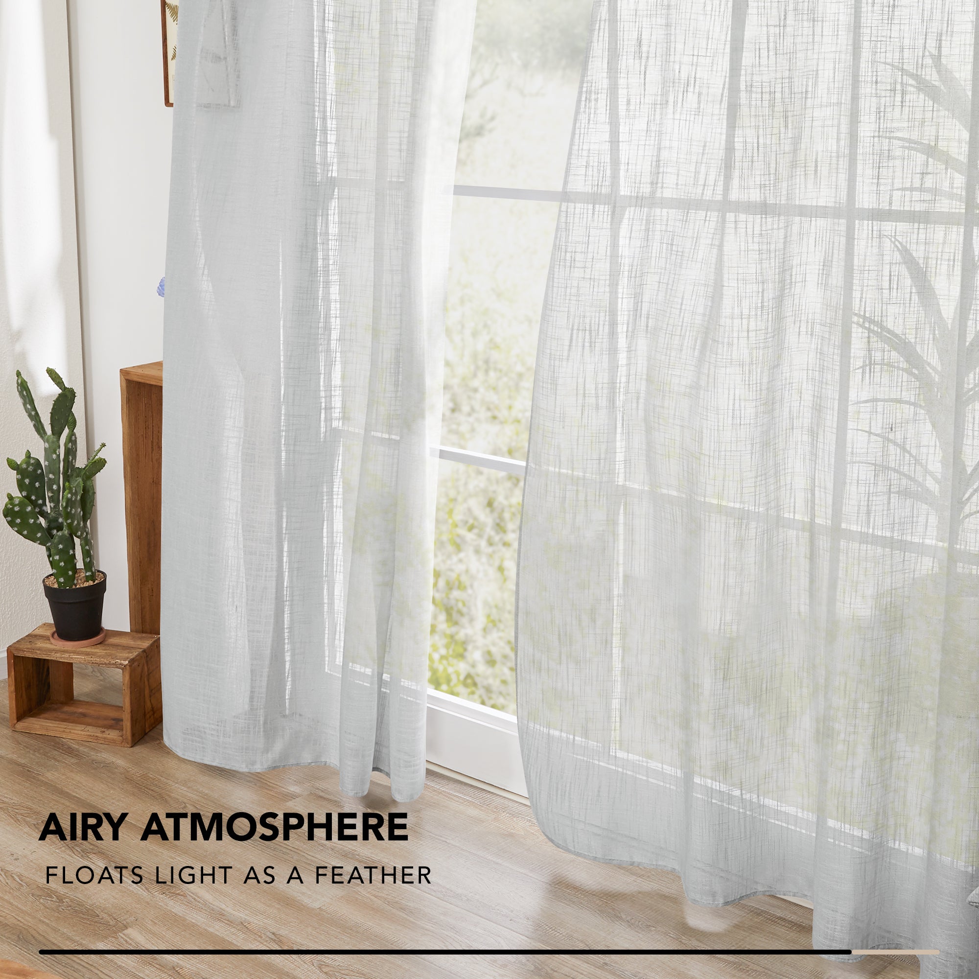 Deconovo Faux Linen Sheer Curtain Panels (2-Pack) – Light Filtering, Grommet Top