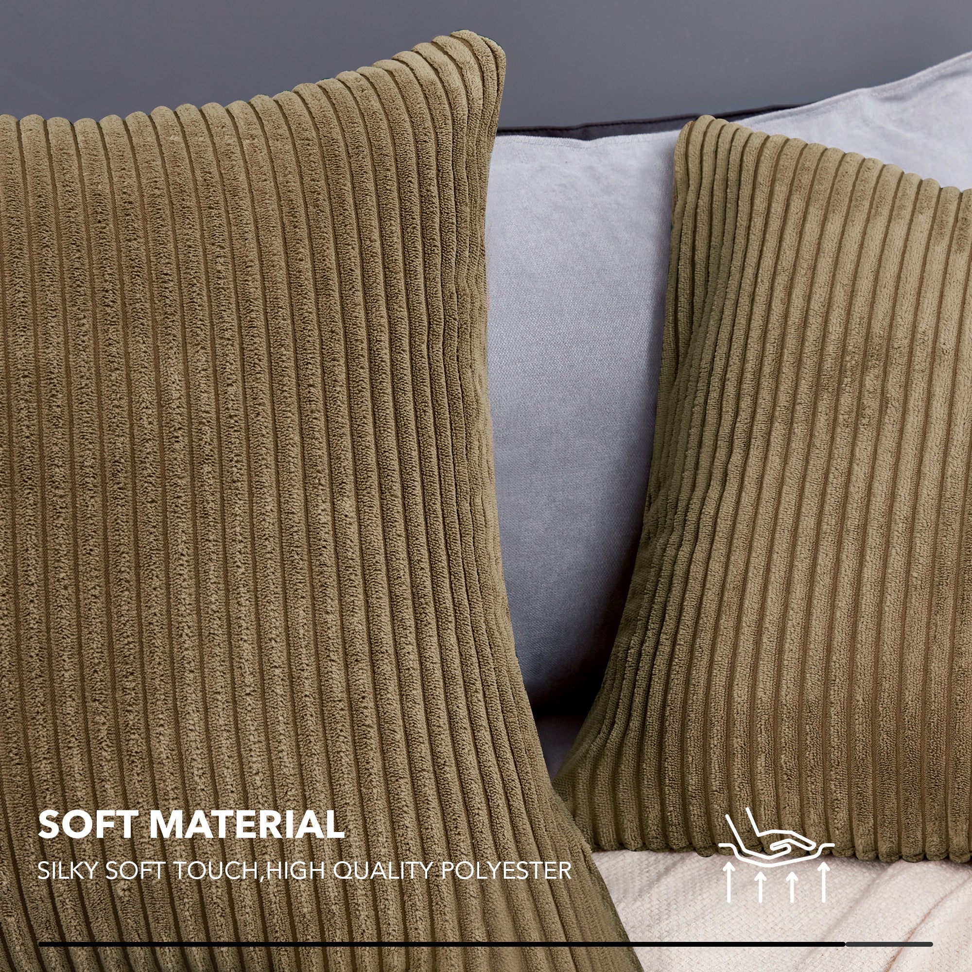 Deconovo Corduroy Throw Pillow Covers 2-Pack – Soft & Durable