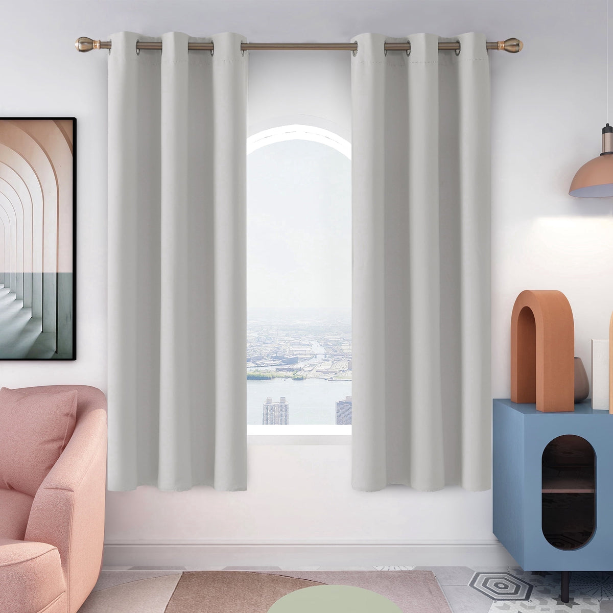 ZOPZO Curtains & Valances, Grayish White