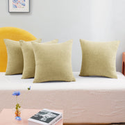 Deconovo Faux Linen Throw Pillow Covers, 4 Pack - Fla x Yellow, 24 x 24, Coarse Fau x Linen