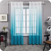 Deconovo Ombre Rod Pocket Sheer Curtains, 2 Panels - Blue, 52 x 84