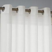 Deconovo White Checkered Sheer Grommet Curtains, 2 Panels