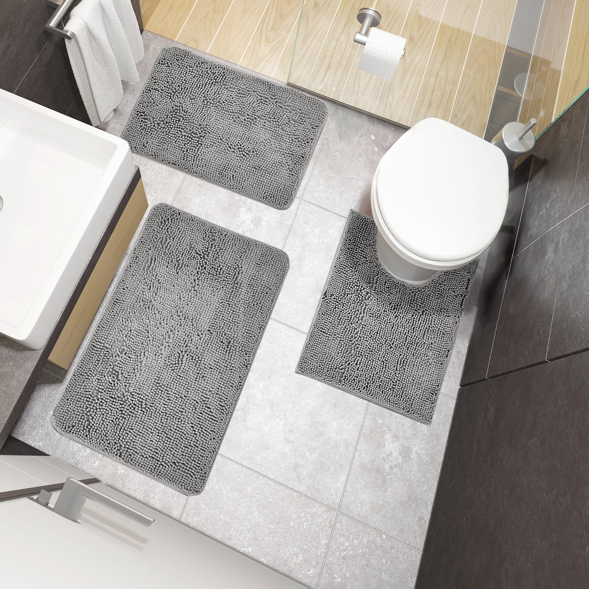 ZOPZO Bath Rugs, Gray