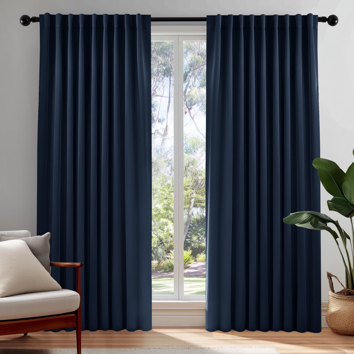 ZOPZO Curtains & Valances, Navy Blue