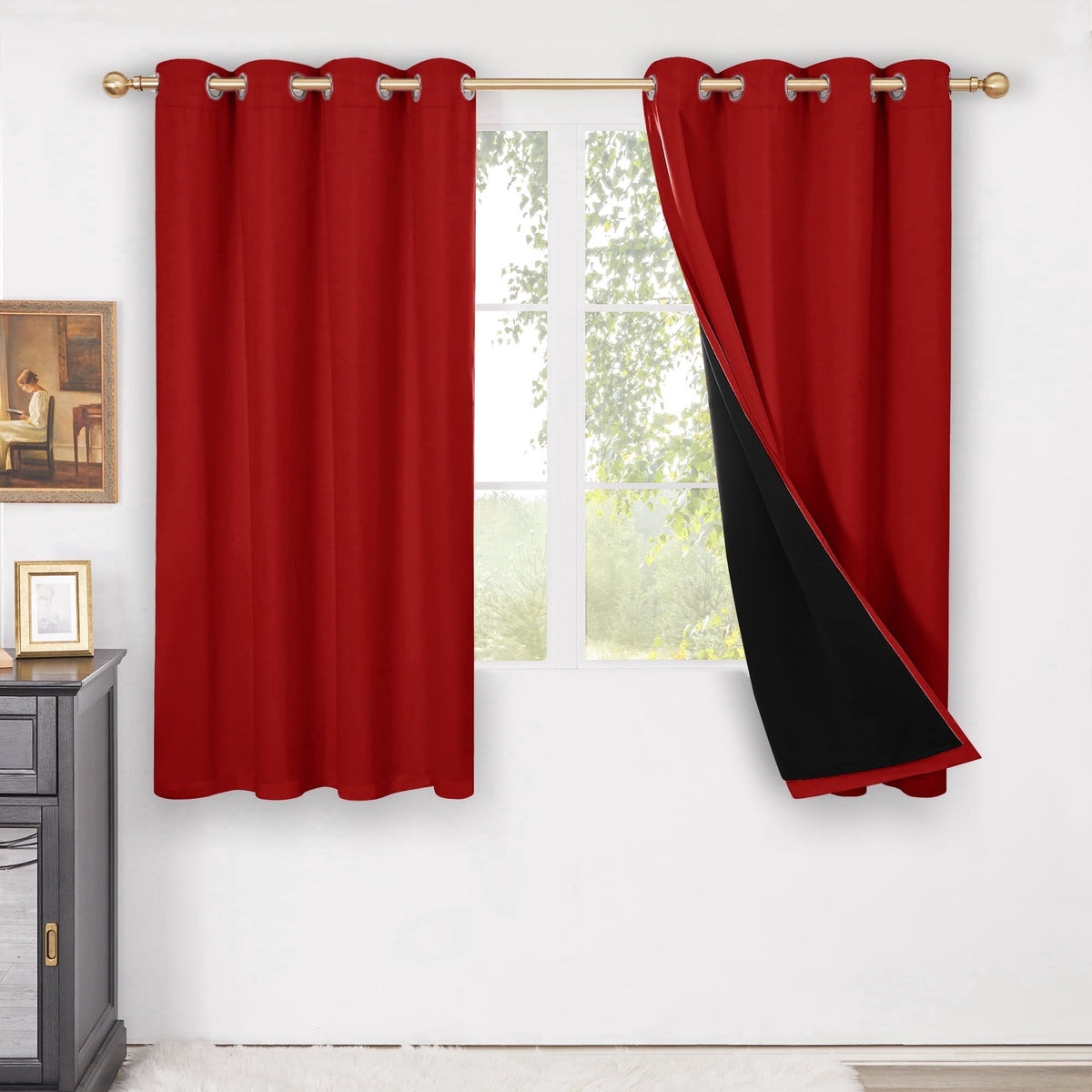 ZOPZO Curtains & Valances, Red