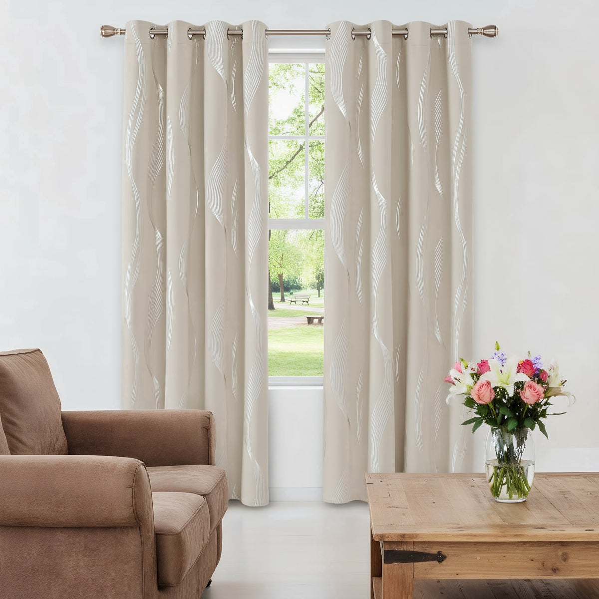 ZOPZO Curtains & Valances, Light Beige