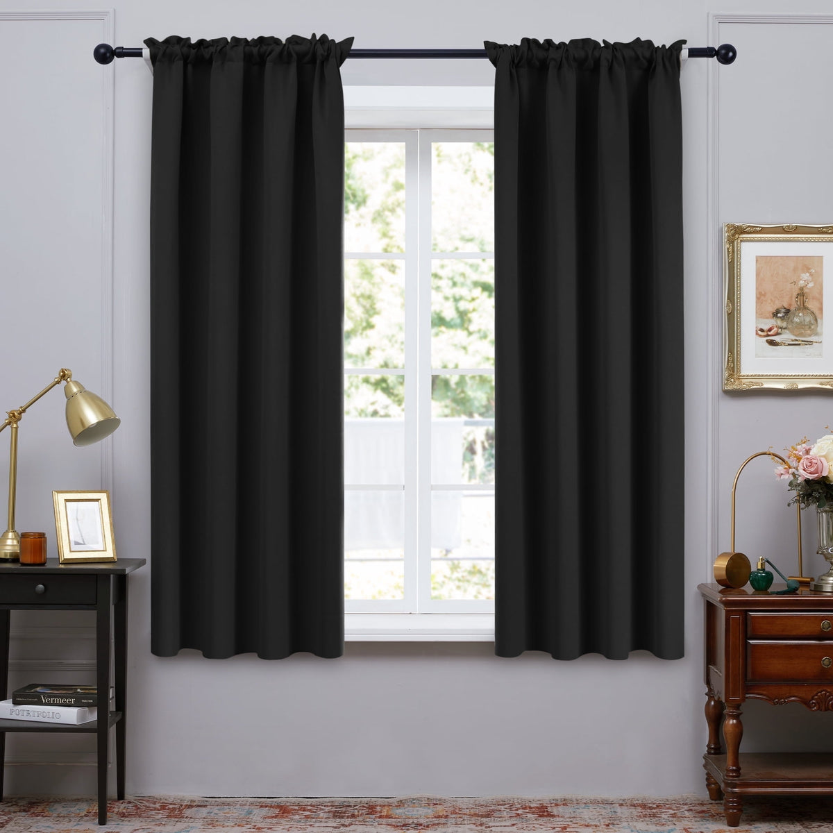 ZOPZO Curtains & Valances, Black