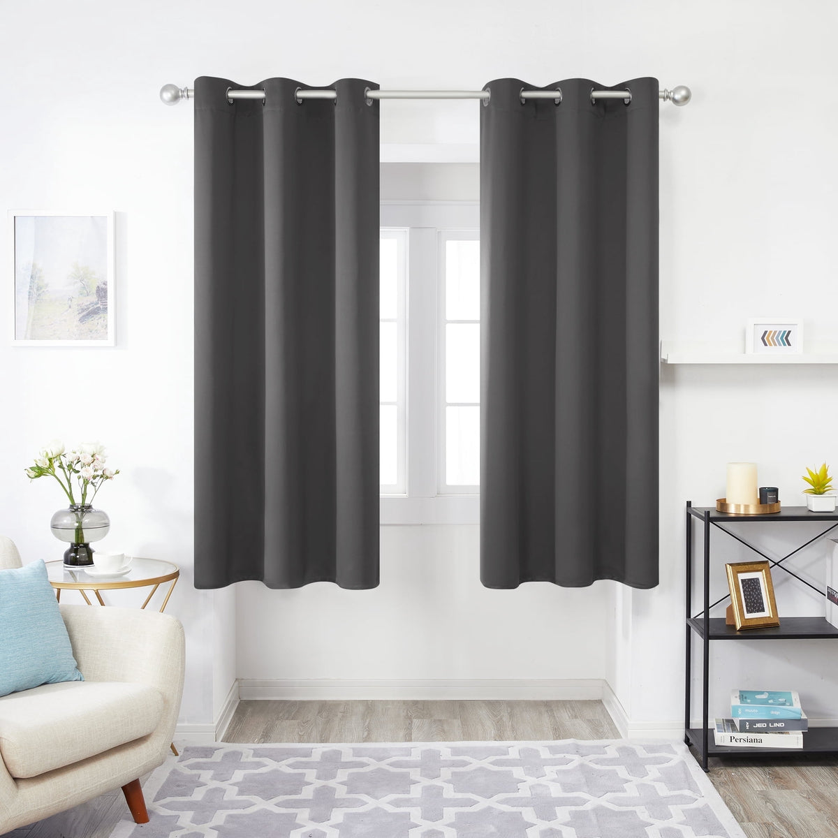 ZOPZO Curtains & Valances, Dark Gray