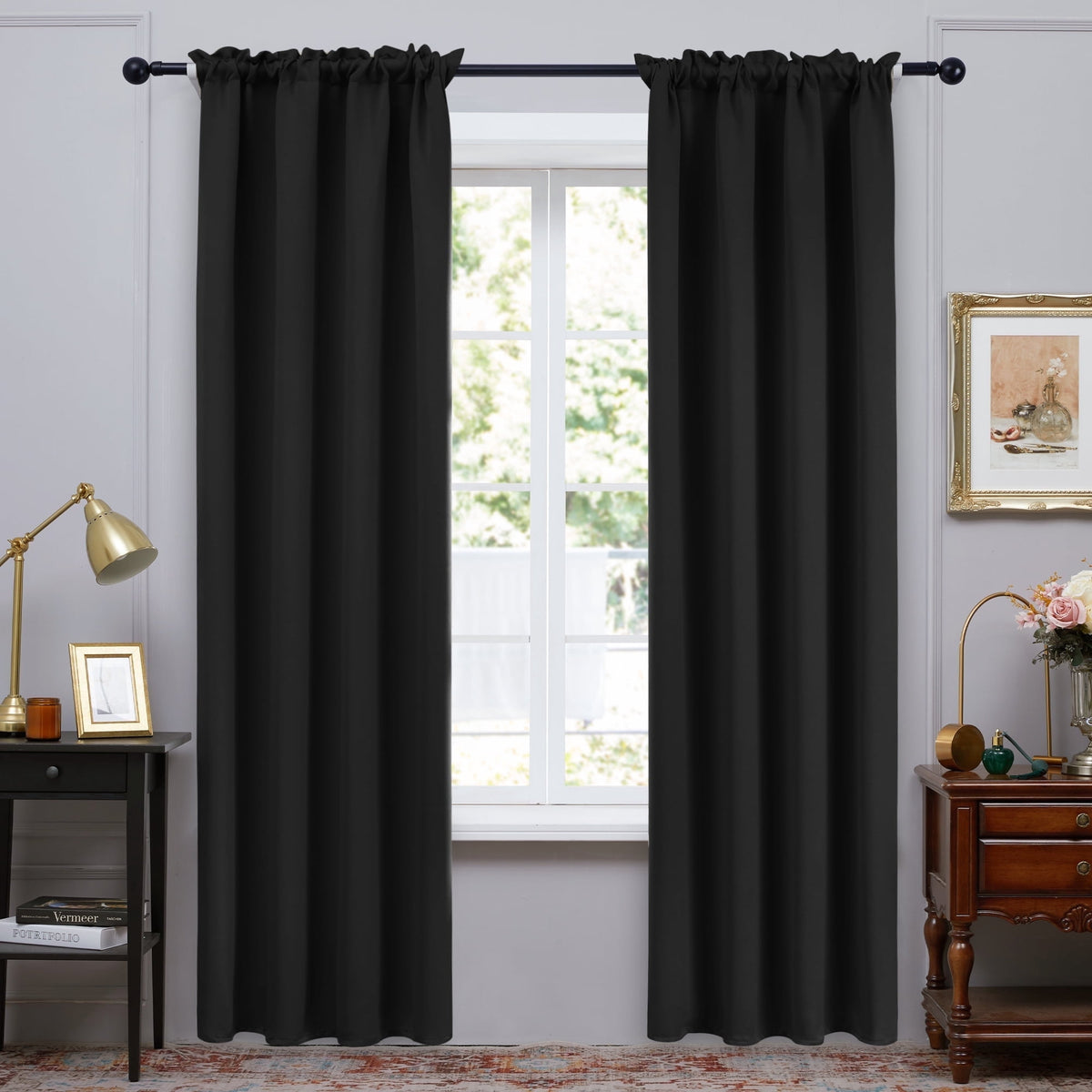 ZOPZO Curtains & Valances, Black