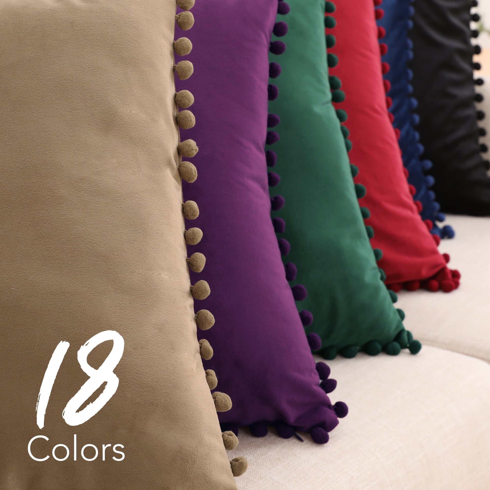 Deconovo Velvet Pom-Pom Pillow Covers 2-Pack – Multiple Sizes (Cover Only)