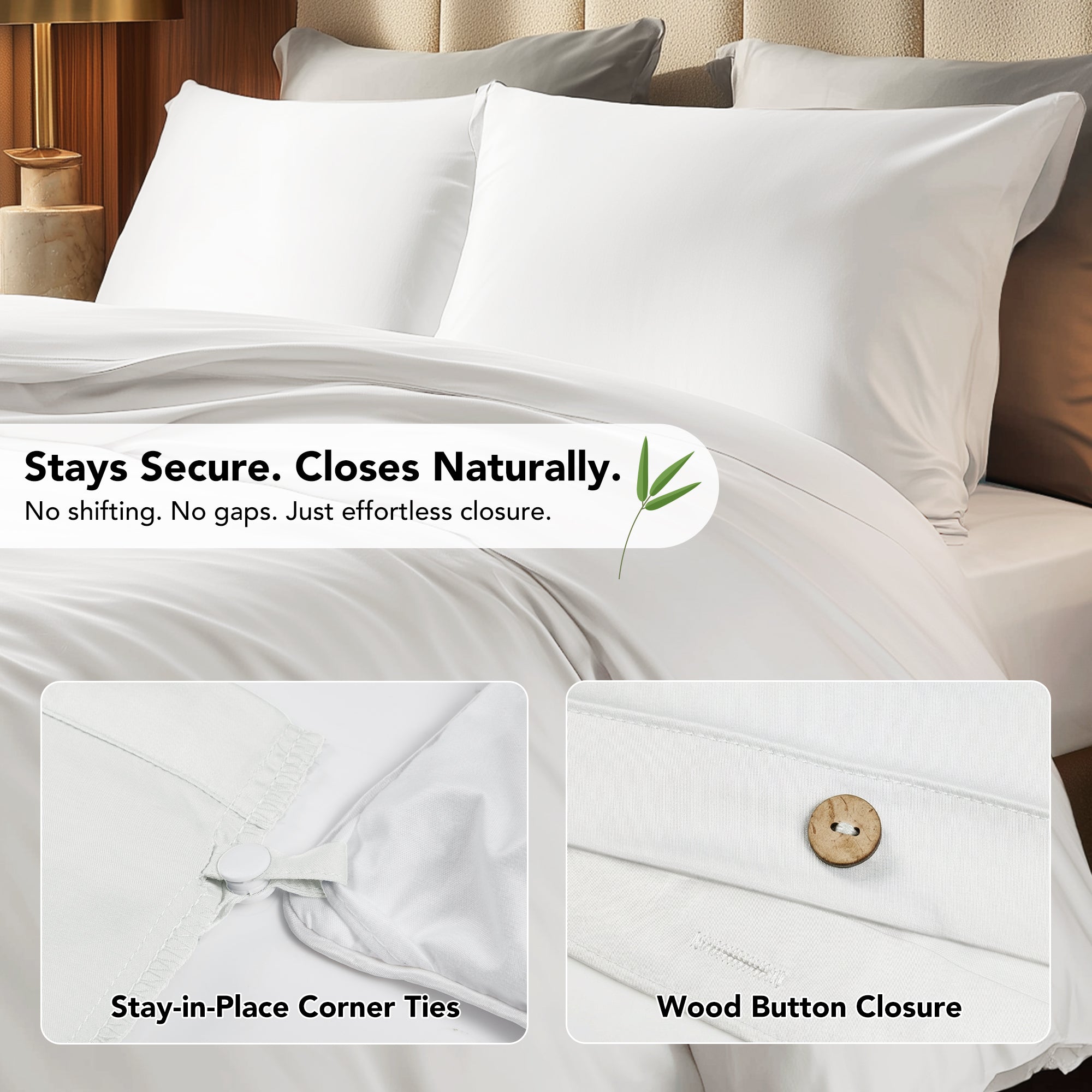 Deconovo Bamboo Viscose Satin Duvet Cover, Breathable Cooling Bedding with Corner Ties, OEKO-TEX Certified