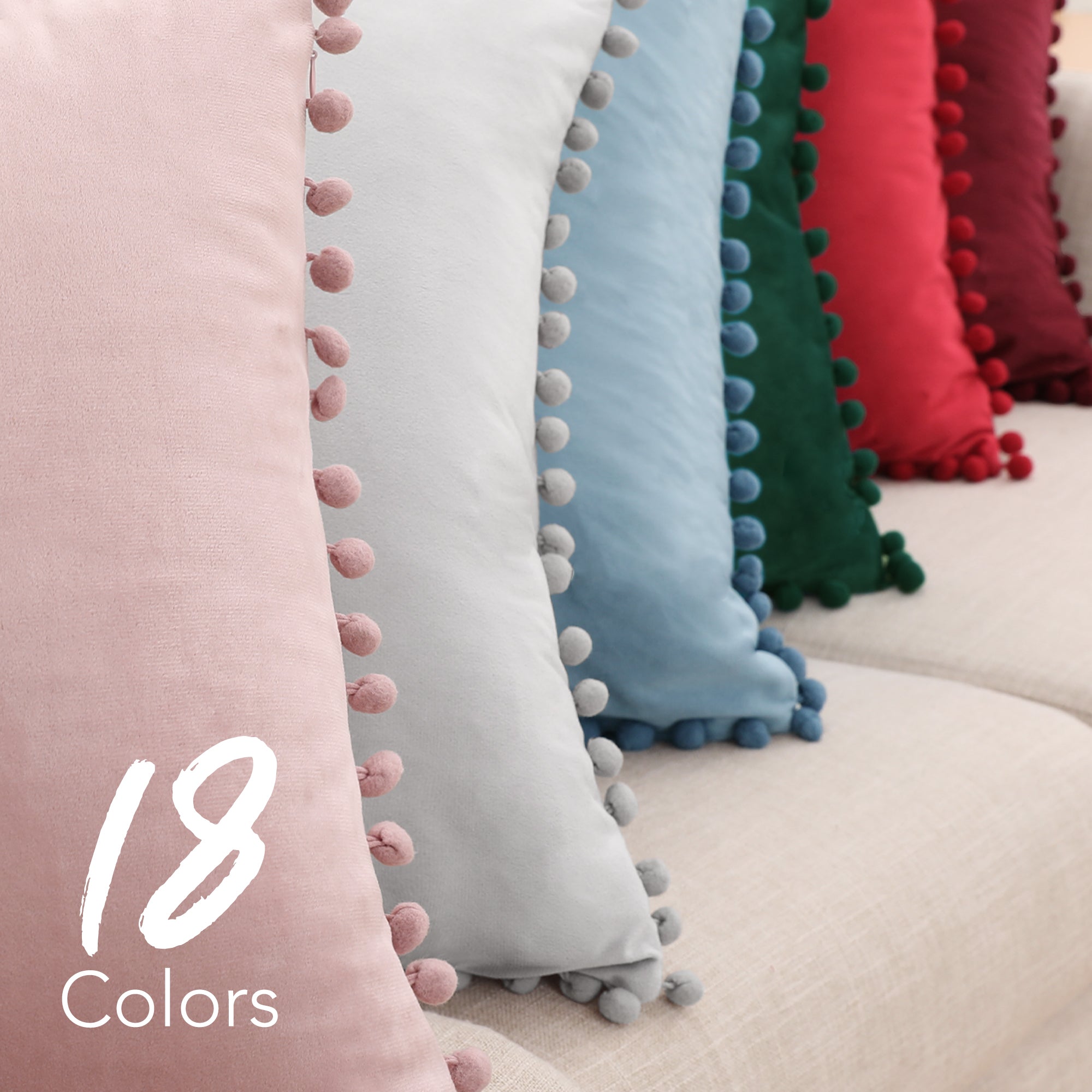 Deconovo Velvet Pom-Pom Pillow Covers 2-Pack – Multiple Sizes (Cover Only)
